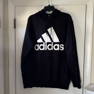 Adidas Black and White Logo Hoodie w/ drawstring